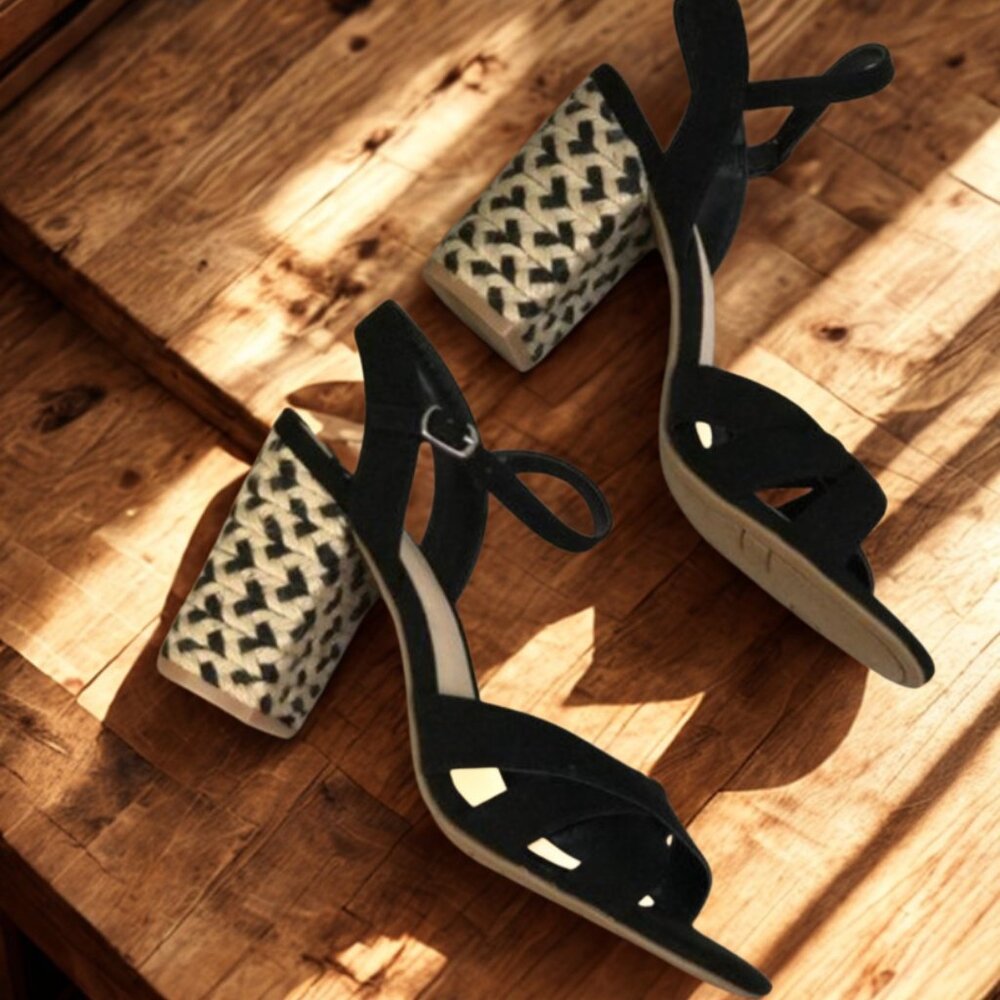 New Fergalicious Fiance Heeled Black Sandals